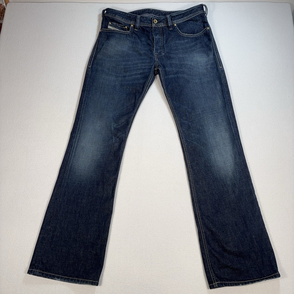 Diesel Zatiny 008FC Bootcut Jeans Mens 33x32 Blue Stretch Button Fly Italy Denim